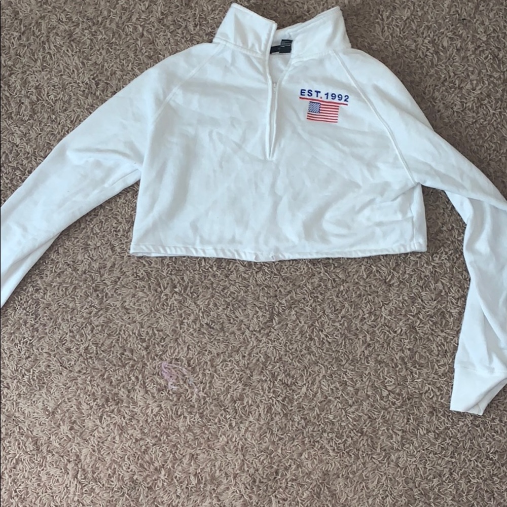 White with flag crop top